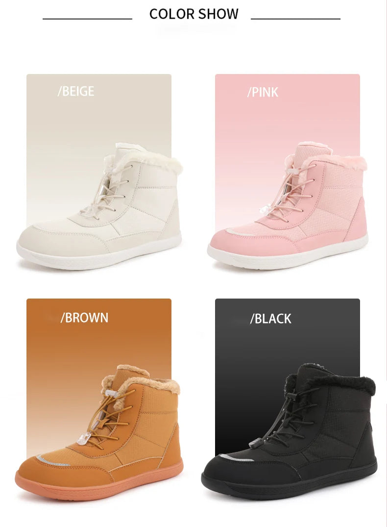 2024 women's barefoot snow boots warm snow boots outdoor hiking shoes winter fur ankle boots women's boot Barefoot Ankle Boots