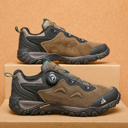 HIKEUP-Leather Shoes for Men, Outdoor Hiking Shoes, Tourist Trekking Sneakers, Mountain Climbing Trail Jogging Shoes, Turnbuckle