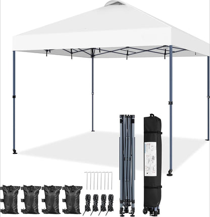 12x12 Pop-up Canopy Tent w/ 2 Integrated Wheels for Mobility, Waterpoof & Heavy Duty, Instant Sun Shelter with Carry Bag
