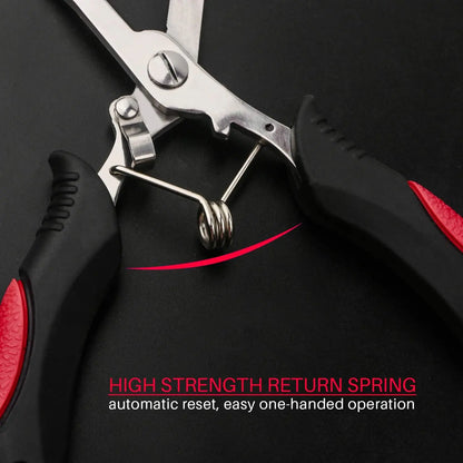 Multifunctional Fishing Pliers Stainless Steel Braided Line Cutter Scissors Hook Remover with Pliers Sheath Lanyard Fishing Tool