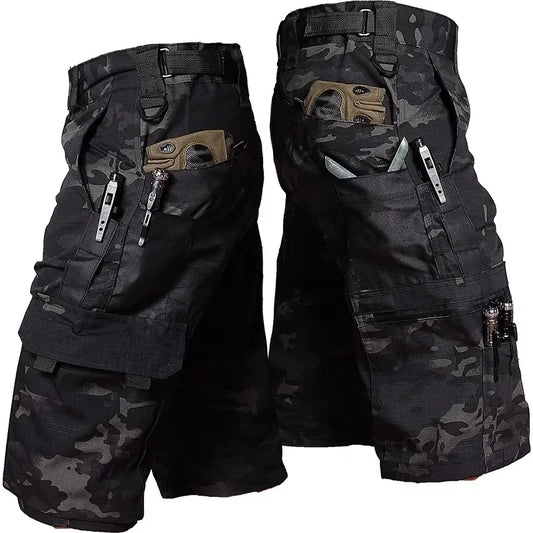 Camouflage Cargo Shorts Mens Summer Quick Drying Multiple Pockets Hunting Pants Outdoor Hiking Fishing Thin Shorts Male Jogger