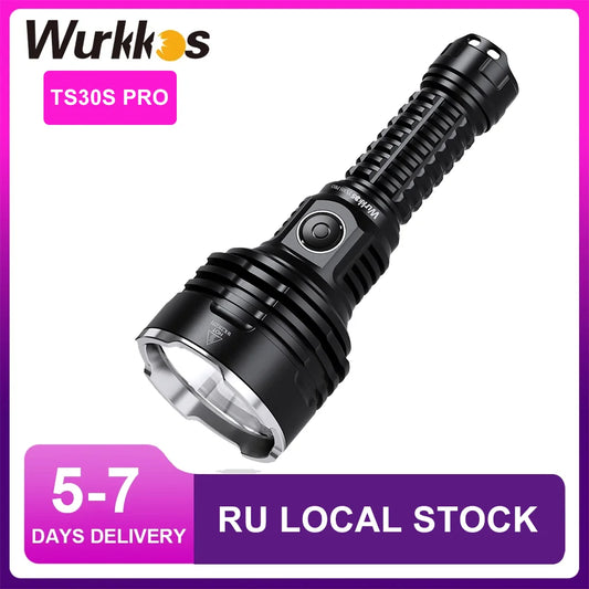 Wurkkos TS30S Pro 21700 Rechargeable Tactical Flashlight LED USB-C Powerful Torch MAX 1086M IP68 Waterproof Anduril 2 Power Bank