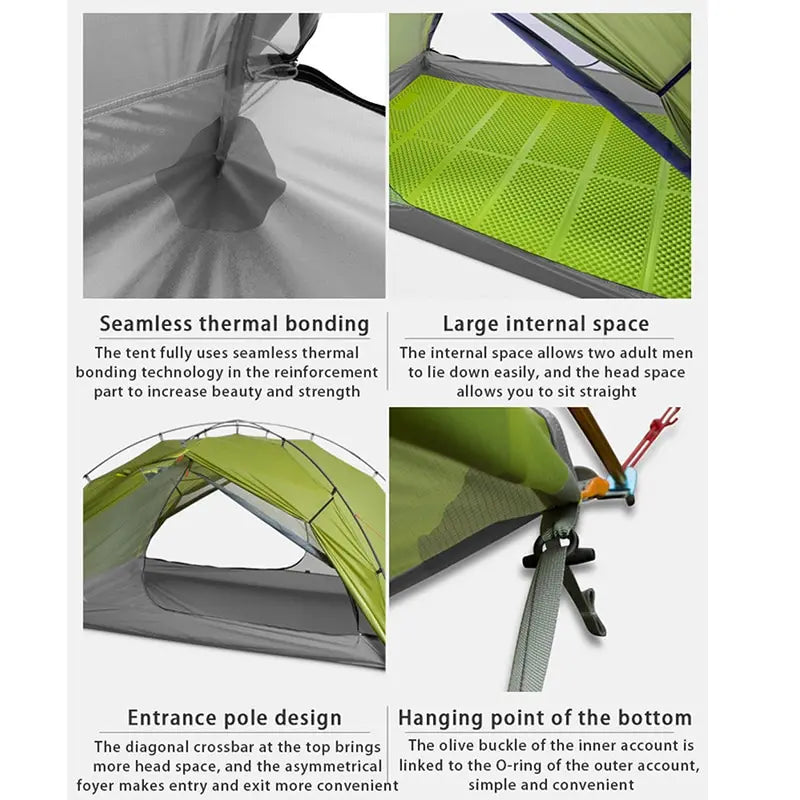 FLAME'S CREED TAIJI 2 15D Nylon Camping Ultralight Tent Outdoor 2 Persons 3/4 Season  Double Layer Camping  Hiking Tents