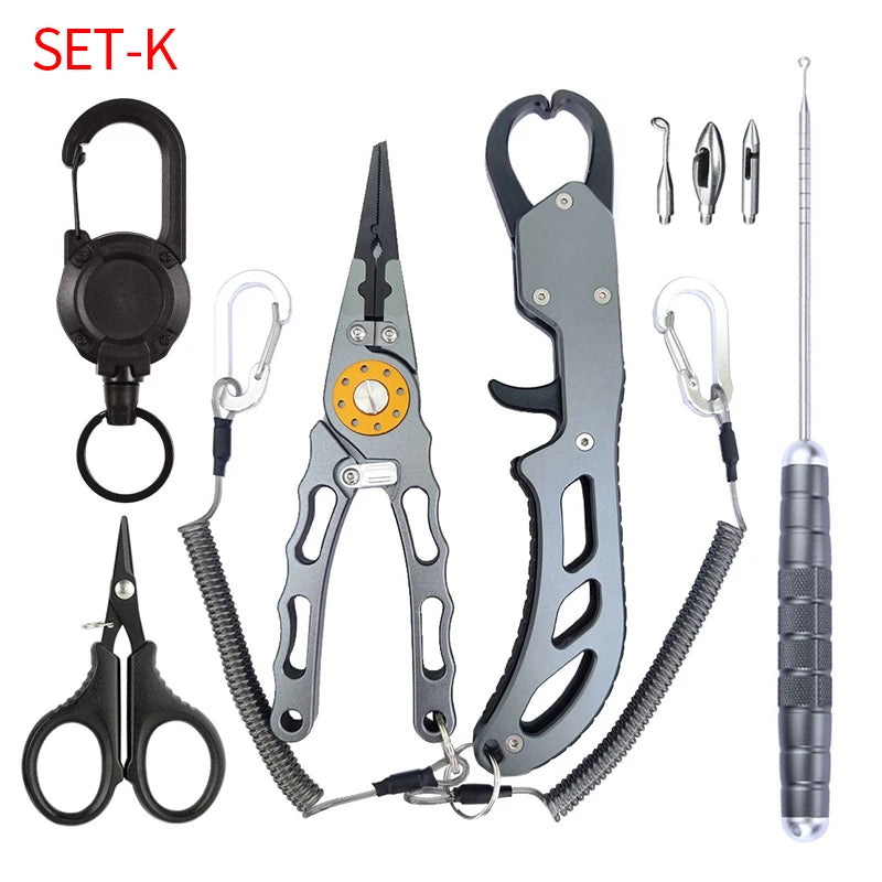 Shawto Aluminium Alloy Fishing Gripper Professional Fishing Lip Grabber Tool Fish Scissors Clip Fish Control Tackle Pliers Gear