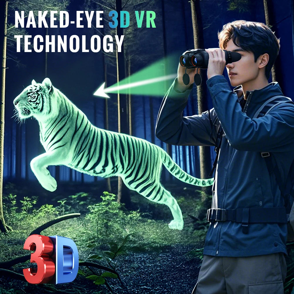 1000m 8K Night Vision Binoculars 3D VR Infrared Night Vision 6X Digital Zoom 5000mAh Battery,Compass, for Camping Hiking Concert
