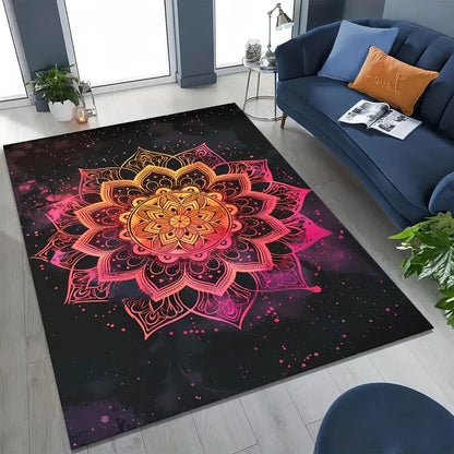 2026 Rainbow Mandala Flower Chakras Yoga Bohemia Art Rug for Bedroom Living Room Sofa Home Doormat Decor,Kid Non-slip Floor Mat