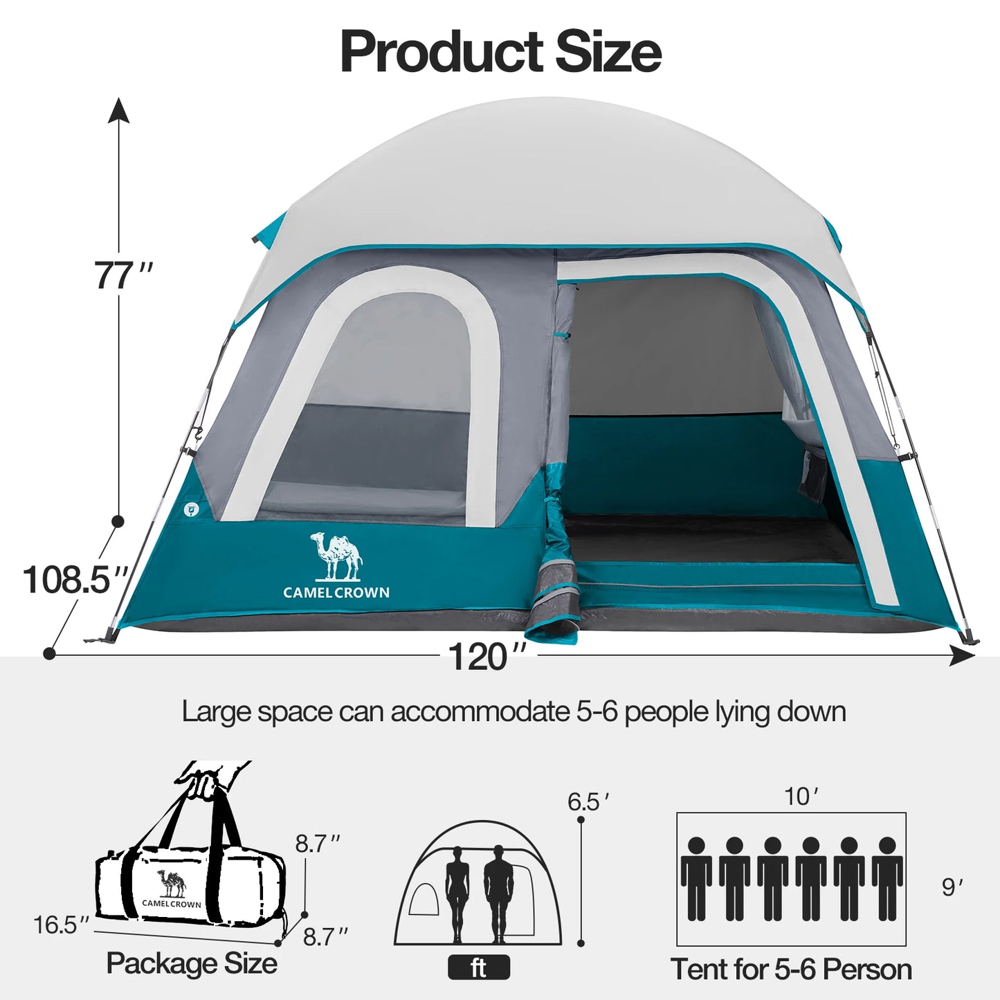GOLDEN CAMEL 4-6 Person Camping Tents Hand-built Waterproof Portable Sunscreen Beach Backpacking Tent Thickened Camping Hiking