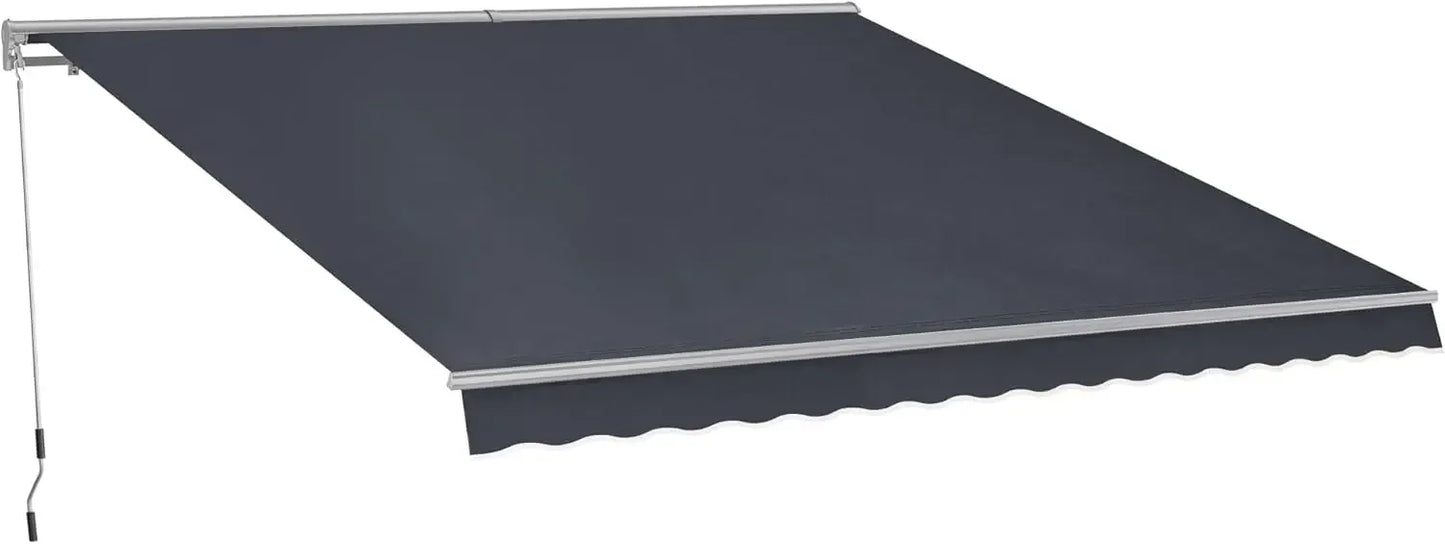 10' x 8' Manual Retractable Patio Awning with Half-Cassette – Sunshade Canopy for Durable Outdoor Shade, Easy Operation & Weath