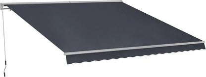 10' x 8' Manual Retractable Patio Awning with Half-Cassette – Sunshade Canopy for Durable Outdoor Shade, Easy Operation & Weath