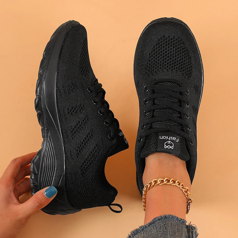 Women's New Single Shoe Platform Lace Up Jogging Mesh Outdoor Walking Designer Thick Soled Casual Sports Shoes Zapatos De Mujer