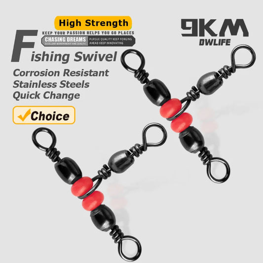 3 Way Swivels Tackle 25~100Pcs T-Turn Barrel Swivels Fishing Line Connectors Triple Cross Line Swivels Fishing Accessories