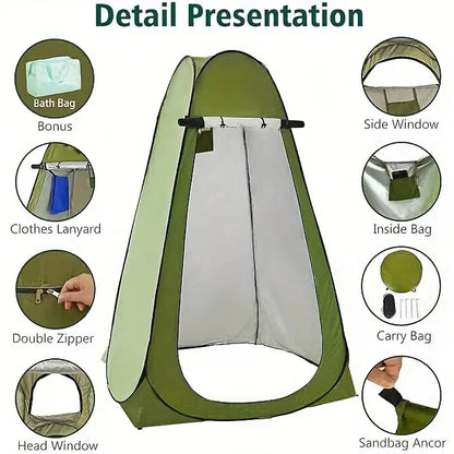 1 Person Instant Pop Up Multi Functional Outdoor Tent 3 in 1 Portable Shower Changing Toilet Tent with Zipper Closure All Season