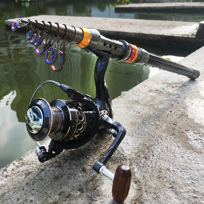 1.8-3.6m Feeder Sea Pole Combo Carbon Telescopic Spinning Fishing Rod Reel Set Short Travel Pole Long Casting Rods Fishing Set