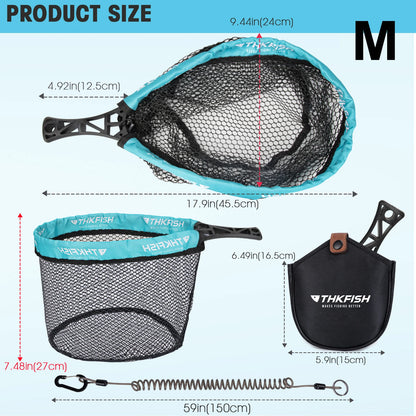 Foldable Fly Fishing Nets Portable Mesh Fishing Hand Net Outdoor Stream ABS Handle Dip Casting Landing Net Fishing Tools