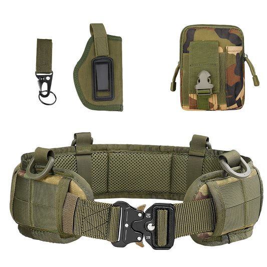 2024 New Tactical Adjustable Fishing Belt Outdoor Men Molle Battle  Army Combat CS Airsoft Hunting Paintball Padded Waist Belts