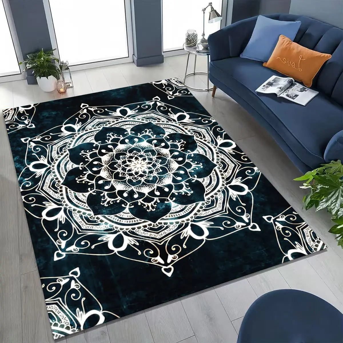 2026 Rainbow Mandala Flower Chakras Yoga Bohemia Art Rug for Bedroom Living Room Sofa Home Doormat Decor,Kid Non-slip Floor Mat