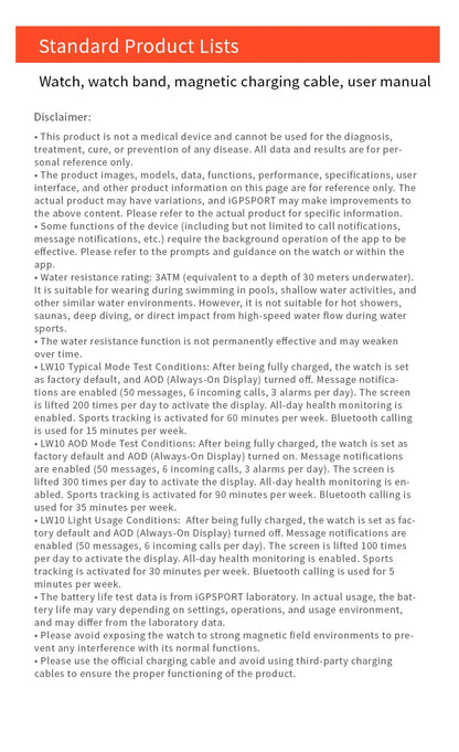 IGPSPORT LW10 Cycling Running Watch Sports GPS Location Route Navigation Calling Heart Rate Monitor AMOLED Screen Fitness Data