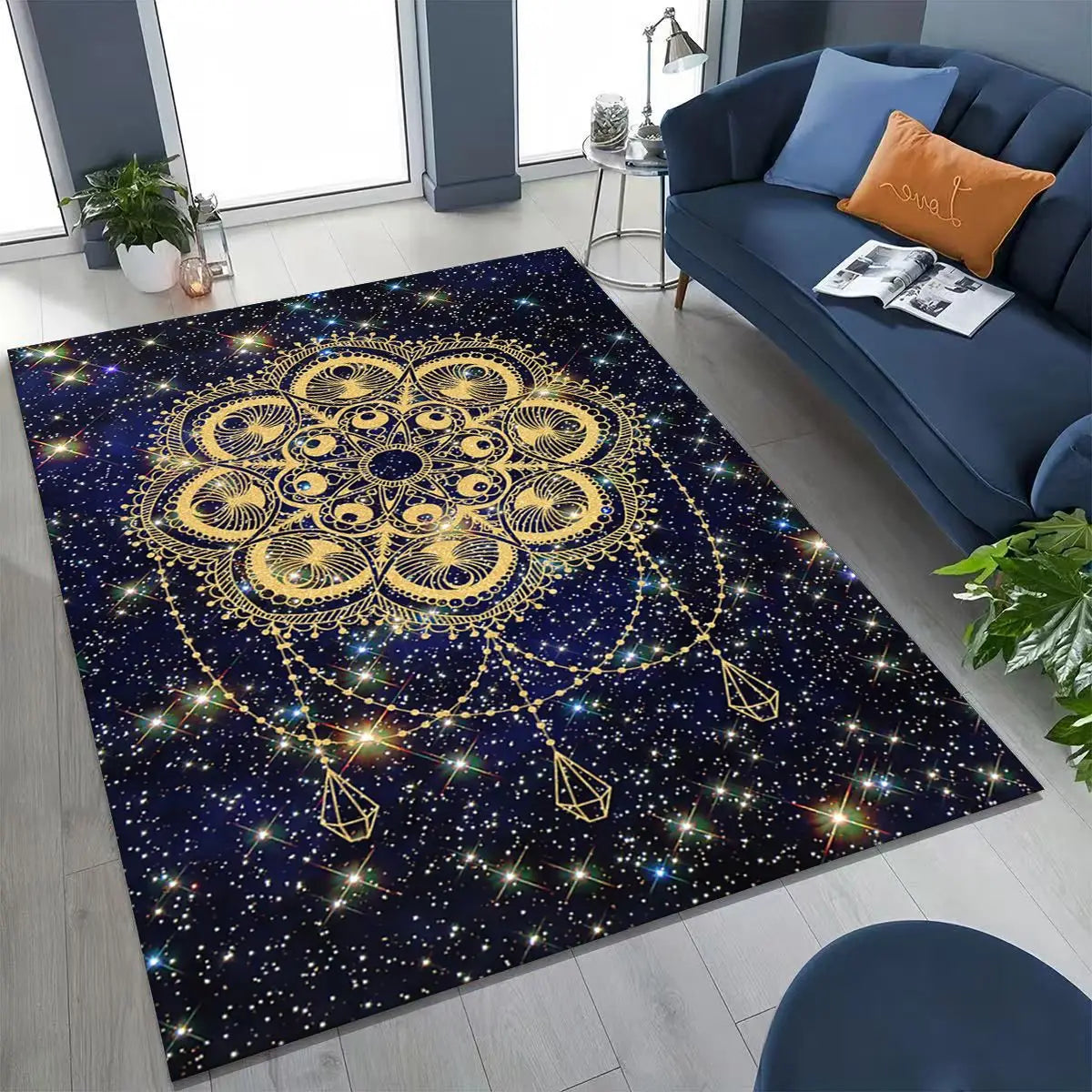 2026 Rainbow Mandala Flower Chakras Yoga Bohemia Art Rug for Bedroom Living Room Sofa Home Doormat Decor,Kid Non-slip Floor Mat