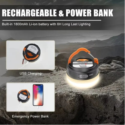 10W 1800MAH COB+LED Camping Lantern USB Rechargeable High Power Portable Tents Lamp Outdoor Hiking Night Fishing Hanging Lamp