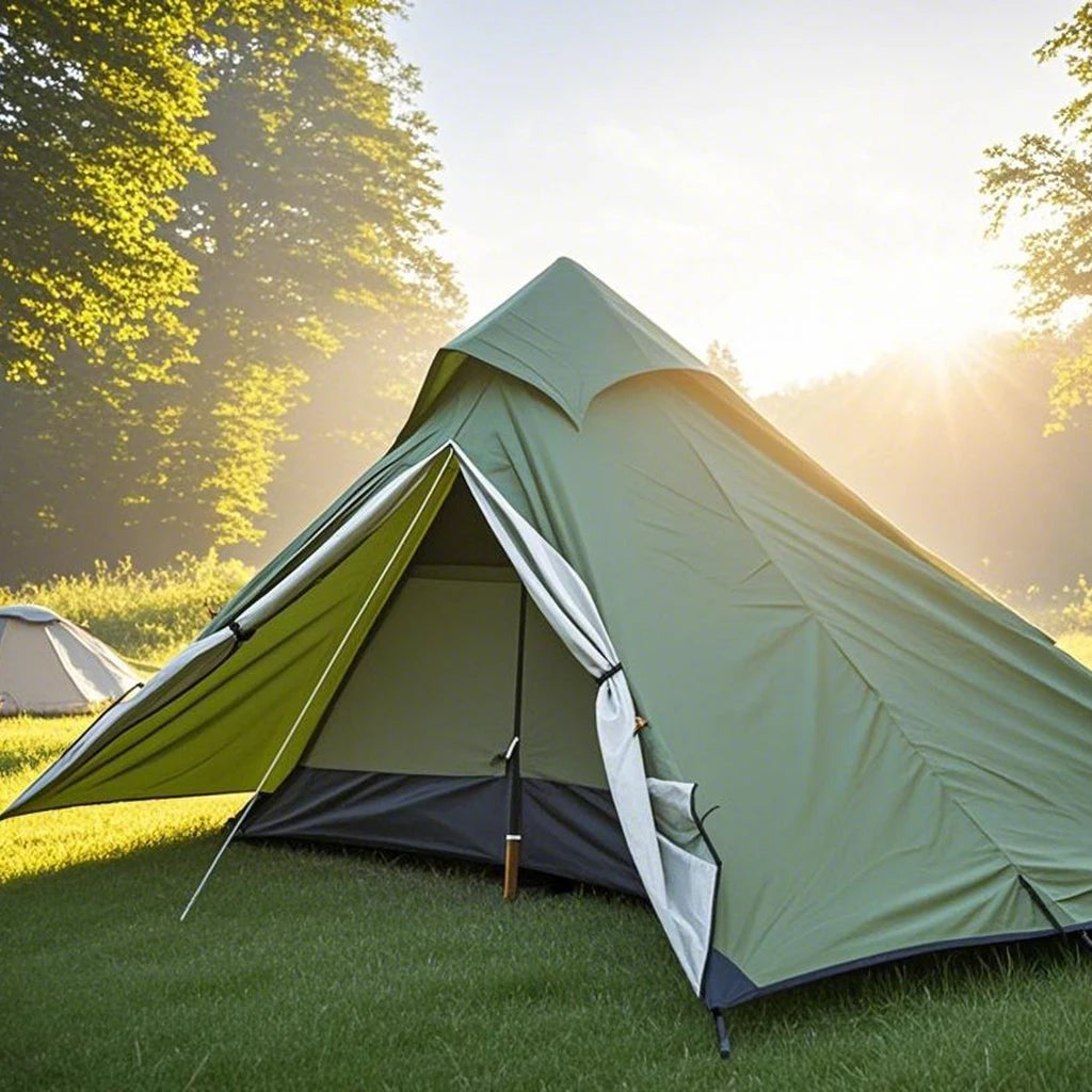 1-Person Ultralight Pyramid Tent - Without Poles, Waterproof PU4000, Mesh Layers for Backpacking & Mountain Hiking