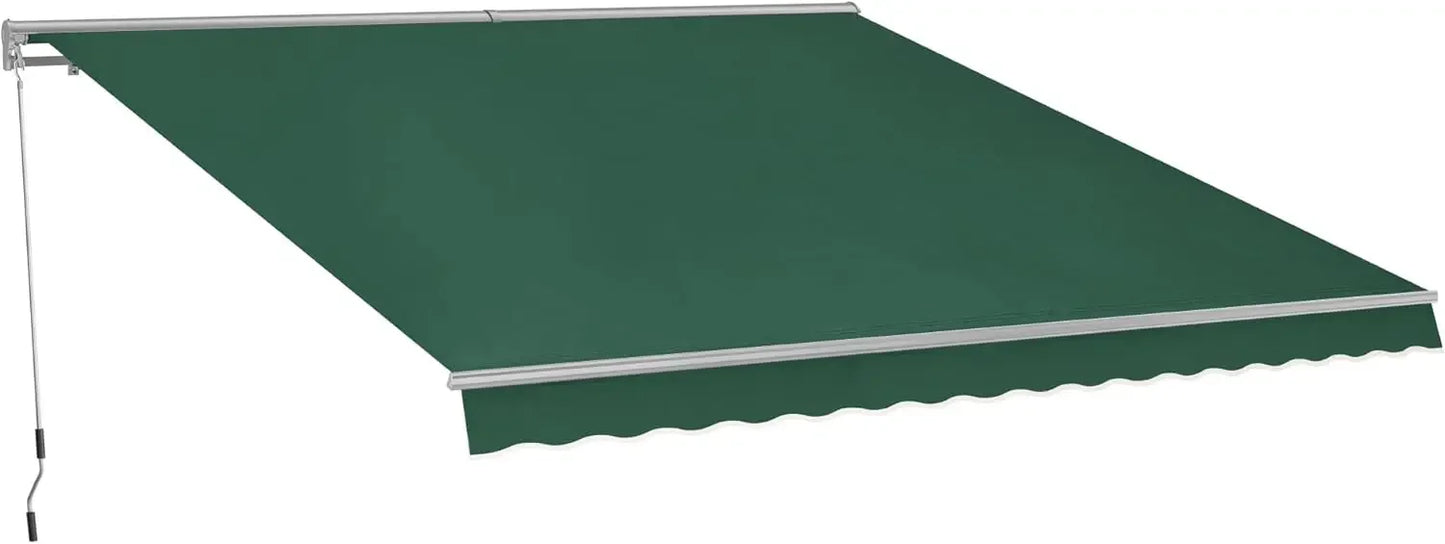 10' x 8' Manual Retractable Patio Awning with Half-Cassette – Sunshade Canopy for Durable Outdoor Shade, Easy Operation & Weath