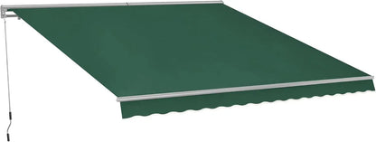 10' x 8' Manual Retractable Patio Awning with Half-Cassette – Sunshade Canopy for Durable Outdoor Shade, Easy Operation & Weath