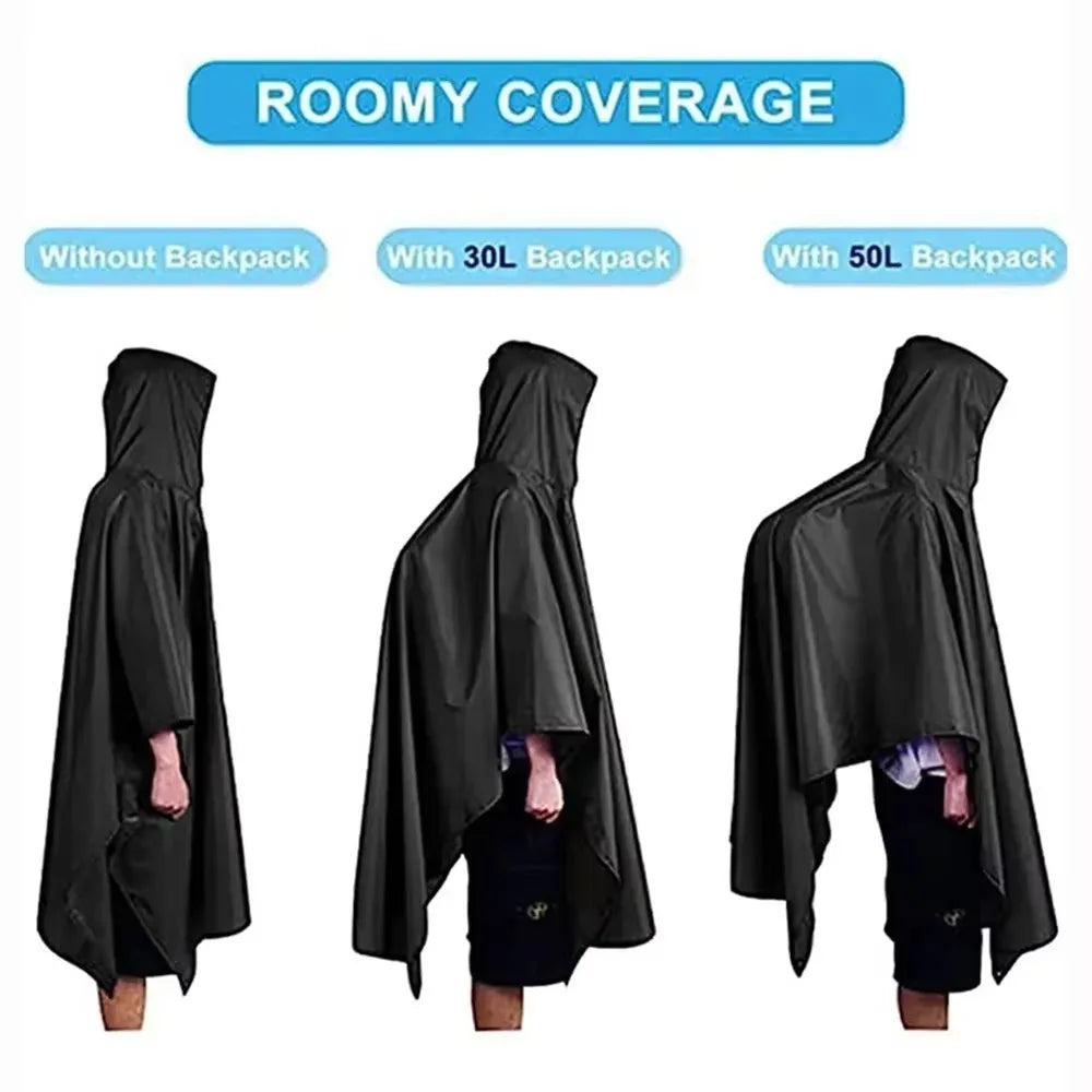 New 3 in 1 Outdoor Raincoat Waterproof Multifunction Rain Cover Lightweight Large Outdoor Rainwear Hiking Travel