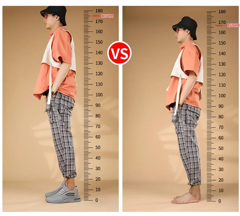 Summer Breathable Comfortable Elevator Sneakers Height Increase Shoes for Men Lift Insoles 7CM Hidden Heels Lift Sports Taller