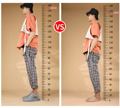 Summer Breathable Comfortable Elevator Sneakers Height Increase Shoes for Men Lift Insoles 7CM Hidden Heels Lift Sports Taller