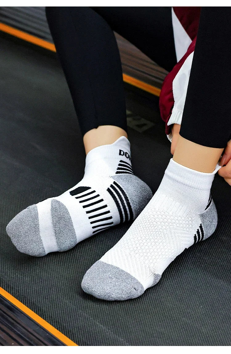 3 Pairs Marathon Running Socks Man Women Professional Sport Ankle Sock Fitness Thickened Cushioned Tube Low Cut Boat Short Socks