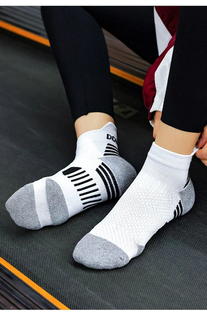 3 Pairs Marathon Running Socks Man Women Professional Sport Ankle Sock Fitness Thickened Cushioned Tube Low Cut Boat Short Socks