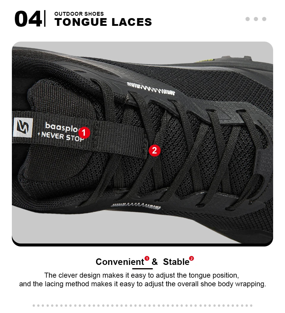 Bassploa Men Hiking Shoes New Fashion Lightweight Outdoor Sneakers Men Walking Shoes Comfort Non-Slip Wear Resistant Outdoor