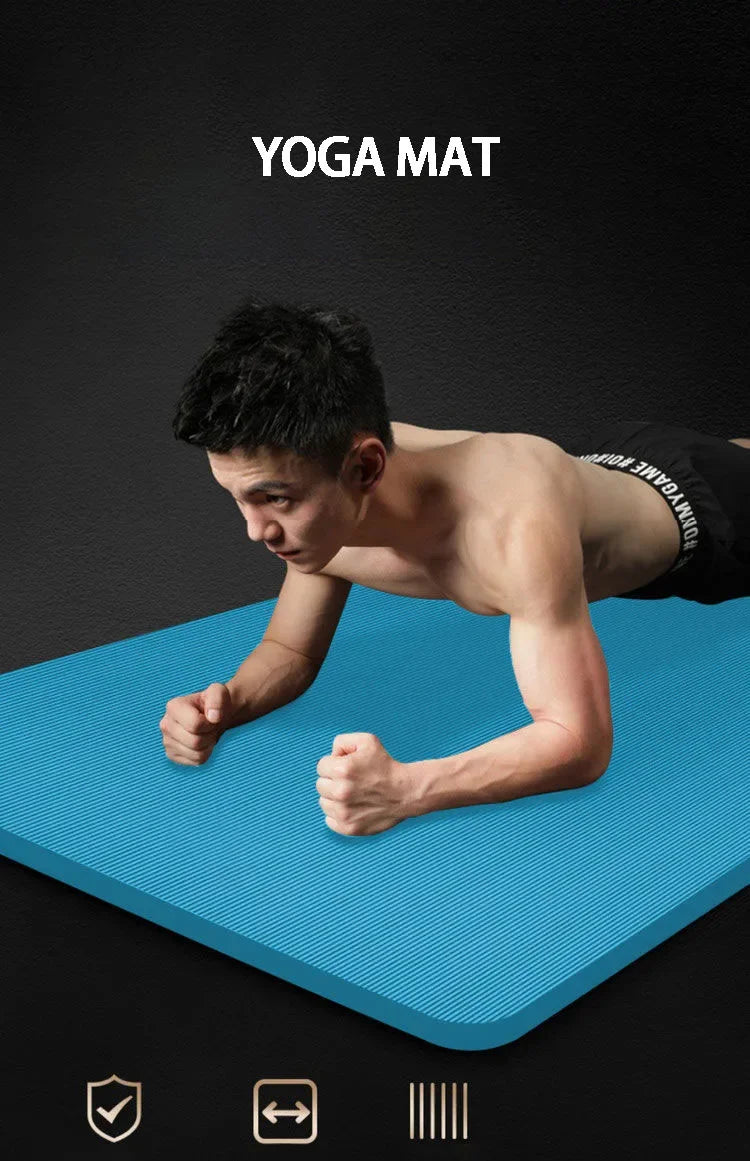 Thickened 15mm NBR Yoga Mat Double-sided Anti Slip Sports Fitness Mat Sports Yoga and Pilates Gymnastics Mat Fitness Equipment
