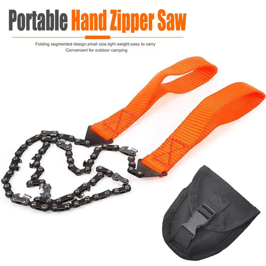 Portable Survival Chain Saw Emergency Camping Hiking Climbing Tools Manual Chain Saw Tool Bag Outdoor Hand Zipper Saw Kit