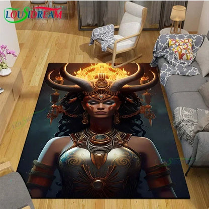 Egyptian Pharaoh- goddess-Runes Printed  Carpets Living Room Anti-Skid Area Rug Kids Bedroom Mats Yoga Mat Large Carpet Decor