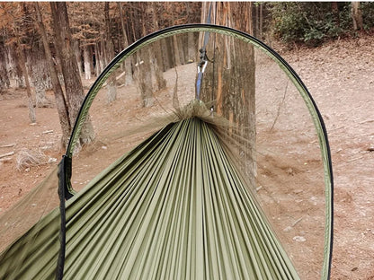 260*140cm Automatic Quick-opening Mosquito Net Hammock Outdoor Camping Bed Pole Anti-rollover Nylon Hammock with Mosquito Net