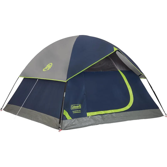 Coleman Sundome Tent with Rainfly, Weatherproof Tent Sets Up in 10 Mins PFAS-Free 4 Person(Navy Blue)