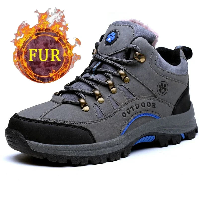 Unisex Winter Plush High Top Hiking Shoes Women Outdoor High Quality Keep Warm Snow Casual Sneakers Men Non-slip Trekking Boots