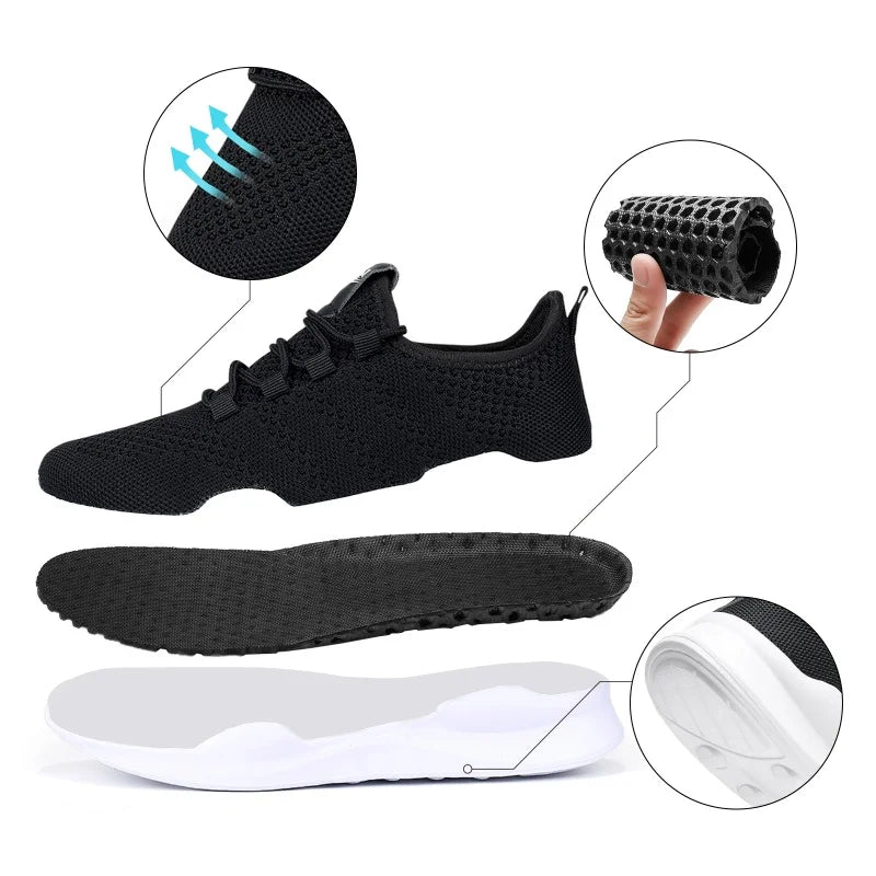 Non-slip Men's Women Lightweight Running Casual Tennis Shoes Breathable Comfortable Mesh Mama Gym Sneakers  zapatos de mujer