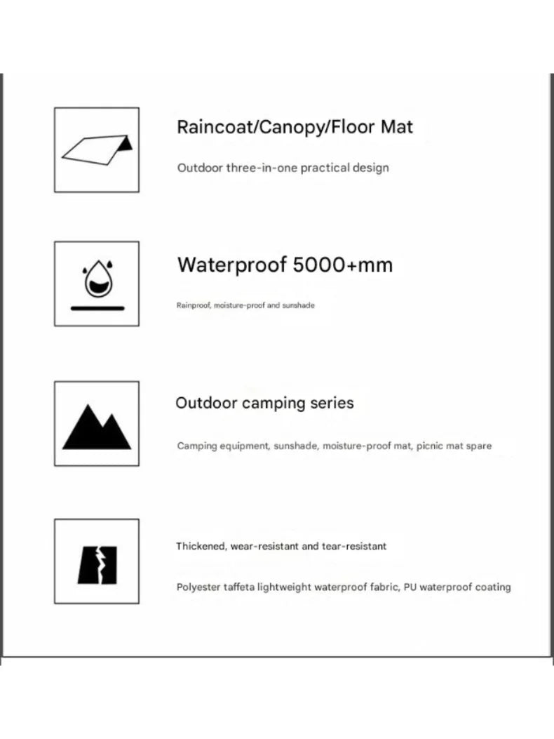 2025 Best-selling cross border three-in-one cloak raincoat adult outdoor hiking polyester multifunctional rain poncho