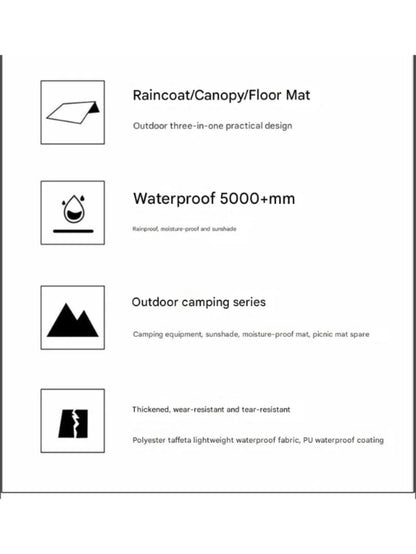 2025 Best-selling cross border three-in-one cloak raincoat adult outdoor hiking polyester multifunctional rain poncho