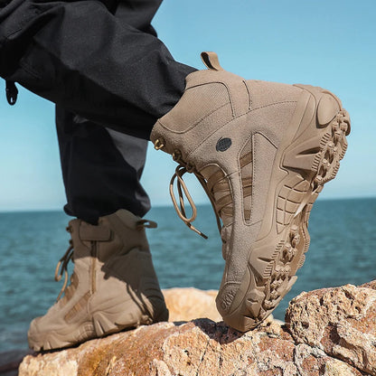 Hiking Men Shoes Mid-top Outdoor Comfortable Anti-slip Combat  Boots Men Shoes Thick-soled Sporty Keep Warm Casual Men Shoes