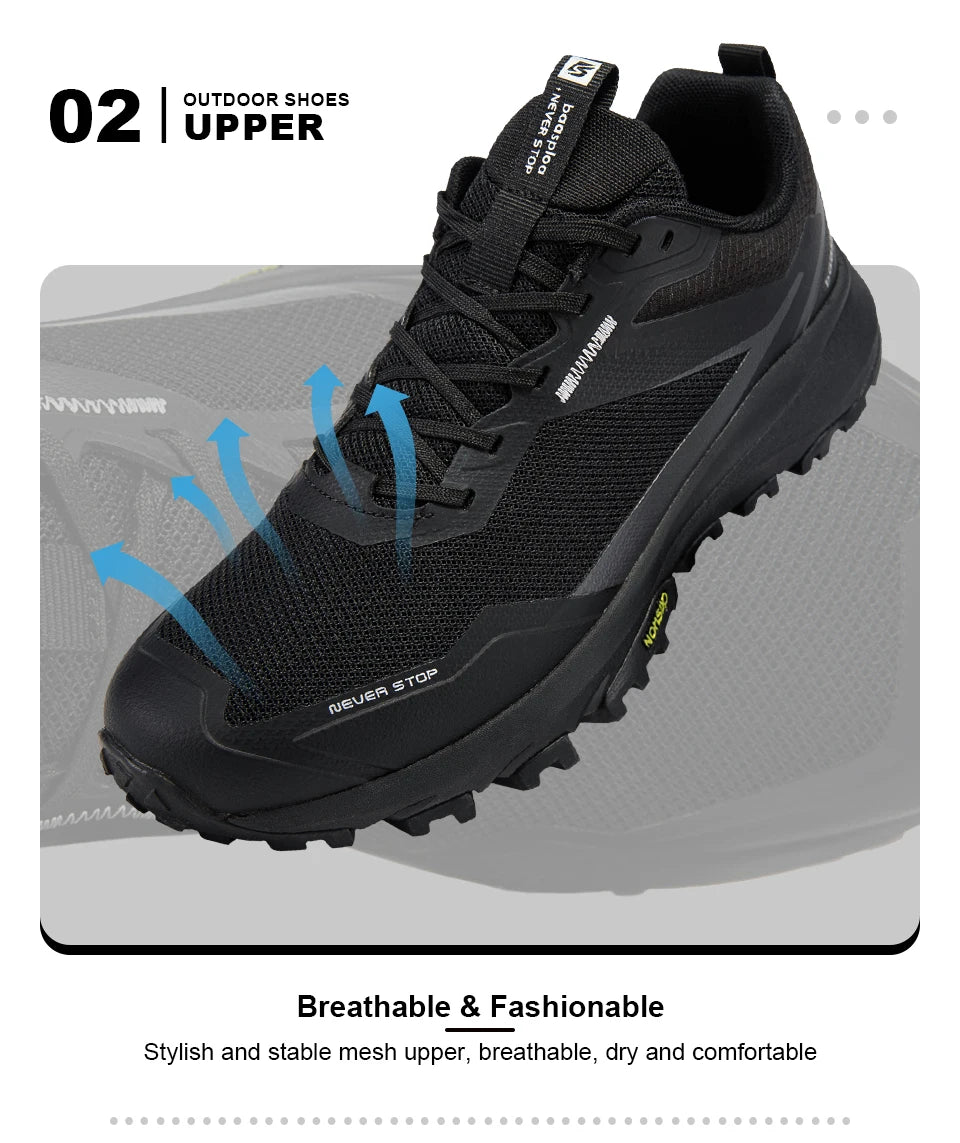 Baasploa Men Shoes Outdoor Hiking Anti-Slip Wear-Resistant Shoes Breathable Men New Sports Men Walking Shoes