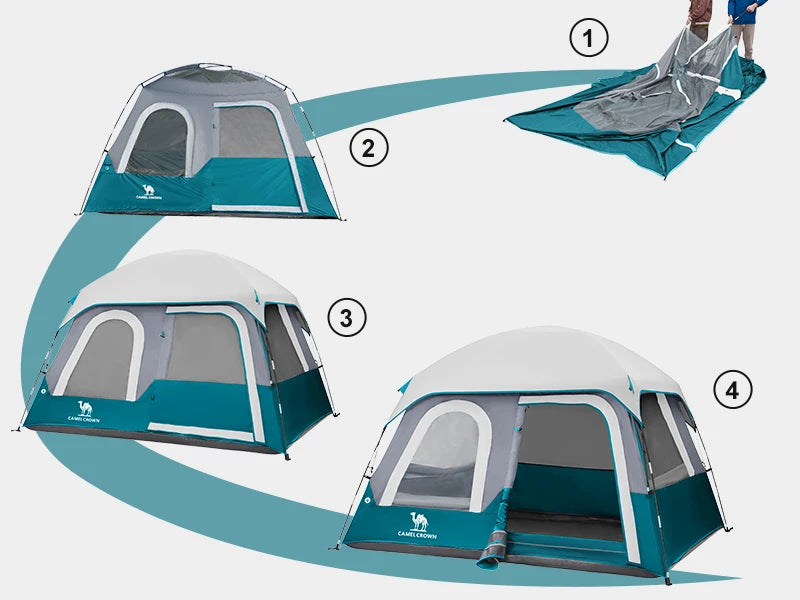 GOLDEN CAMEL 4-6 Person Camping Tents Hand-built Waterproof Portable Sunscreen Beach Backpacking Tent Thickened Camping Hiking