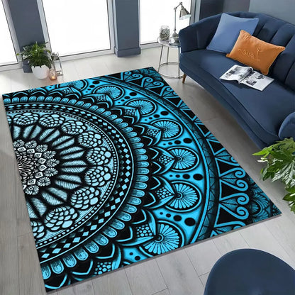 2026 Rainbow Mandala Flower Chakras Yoga Bohemia Art Rug for Bedroom Living Room Sofa Home Doormat Decor,Kid Non-slip Floor Mat