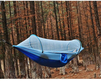 260*140cm Automatic Quick-opening Mosquito Net Hammock Outdoor Camping Bed Pole Anti-rollover Nylon Hammock with Mosquito Net