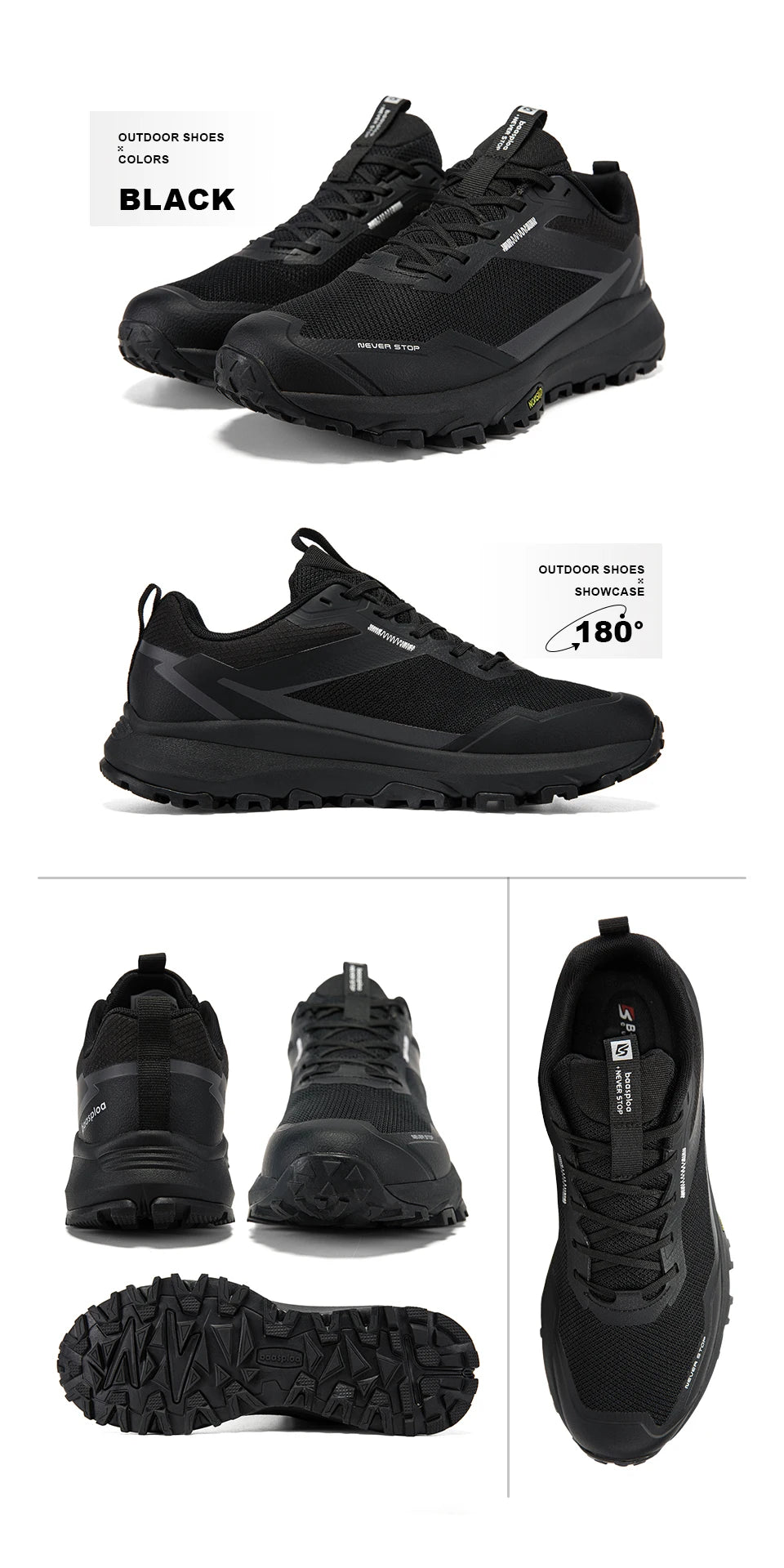 Bassploa Men Hiking Shoes New Fashion Lightweight Outdoor Sneakers Men Walking Shoes Comfort Non-Slip Wear Resistant Outdoor