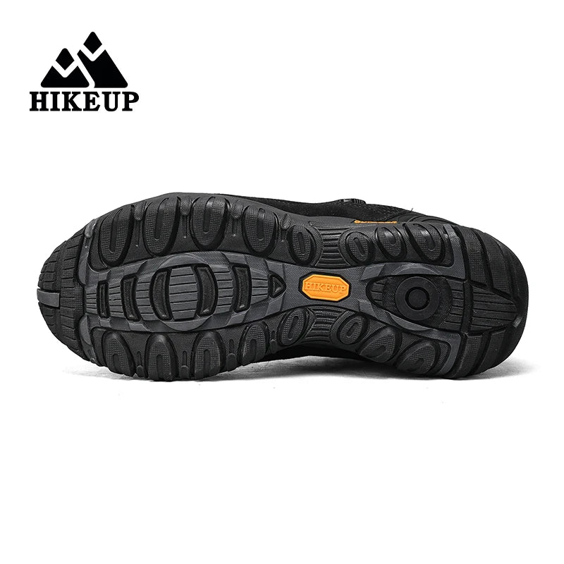 HIKEUP-Leather Shoes for Men, Outdoor Hiking Shoes, Tourist Trekking Sneakers, Mountain Climbing Trail Jogging Shoes, Turnbuckle