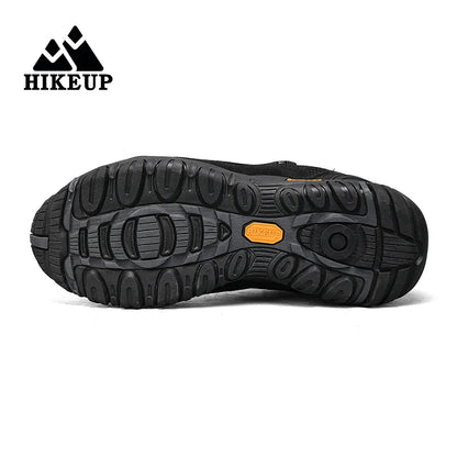HIKEUP-Leather Shoes for Men, Outdoor Hiking Shoes, Tourist Trekking Sneakers, Mountain Climbing Trail Jogging Shoes, Turnbuckle
