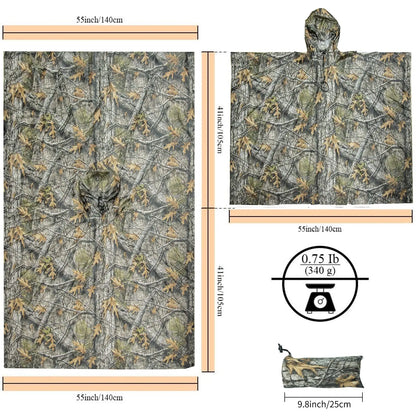 Rain Coat Women Men Simulation Tree Breathable Outdoor Raincoats Poncho Waterproof Rain Hiking Hunting Camp Fishing Gear Cover